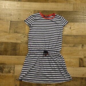 Polo Ralph Lauren striped dress girls' large 12-14 white blue navy